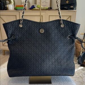 Tory Burch Black Quilted Tote Bag